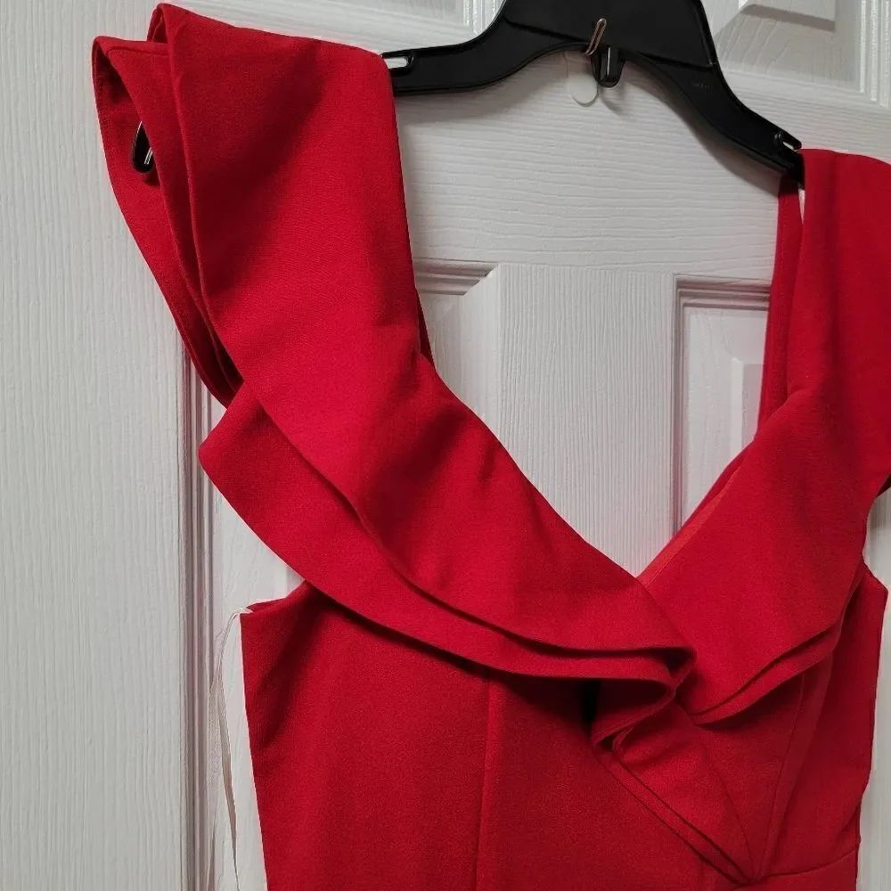 Hello Molly Red Ruffle Slit Dress 8 - Picture 5 of 9